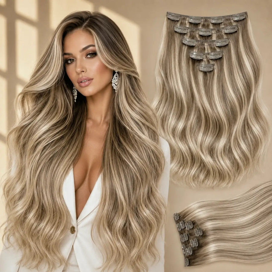 Clip-On White Platinum Balayage #8/Silver/#8 Clip-On White Platinum Balayage #8/Silver/#8